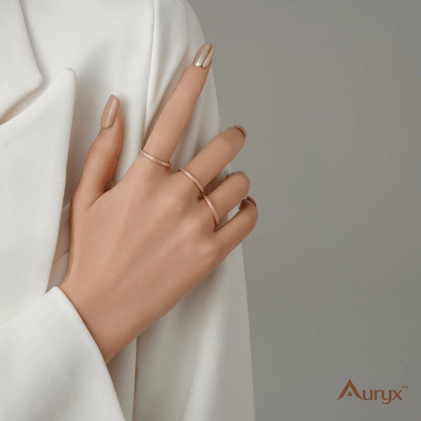 Auryx™ 2mm Pearl Matte Titanium Stacking Ring - Yviora