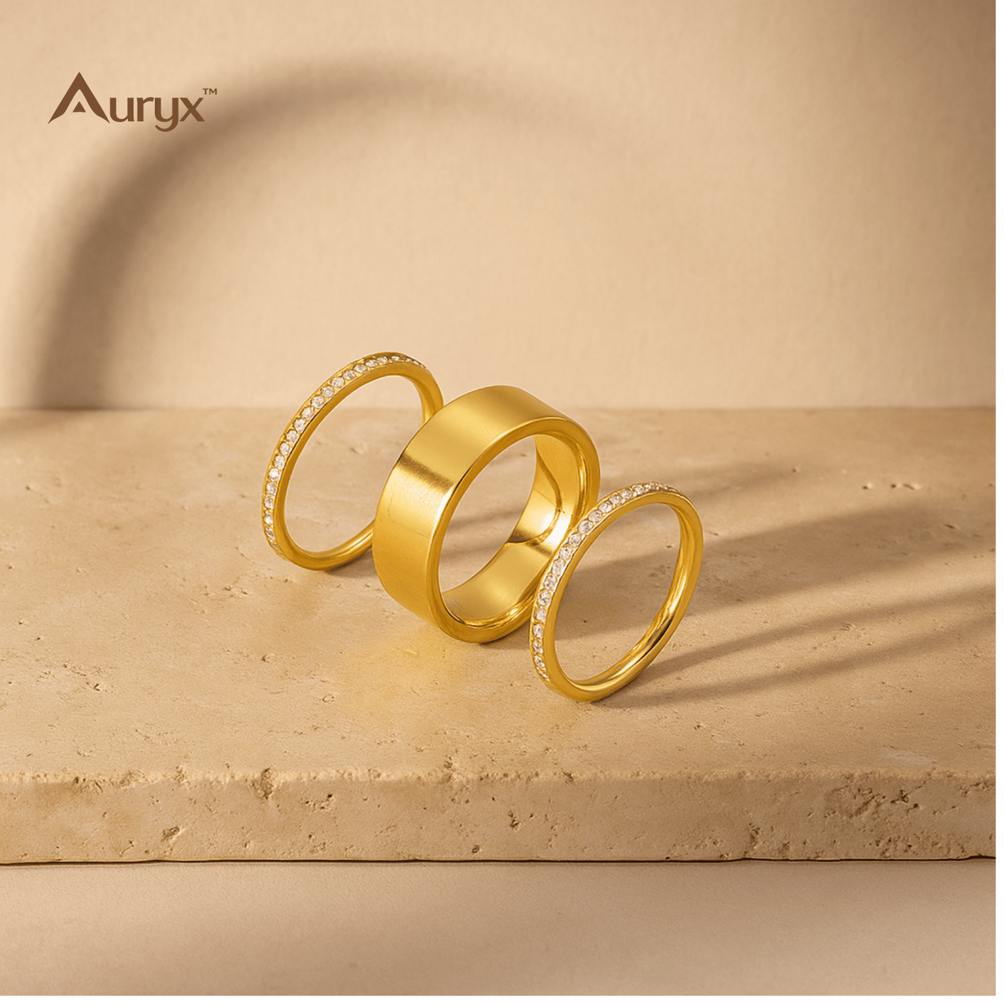 Auryx™ Gold - Plated Titanium Steel Wide Ring (Multiple Sizes) - Yviora