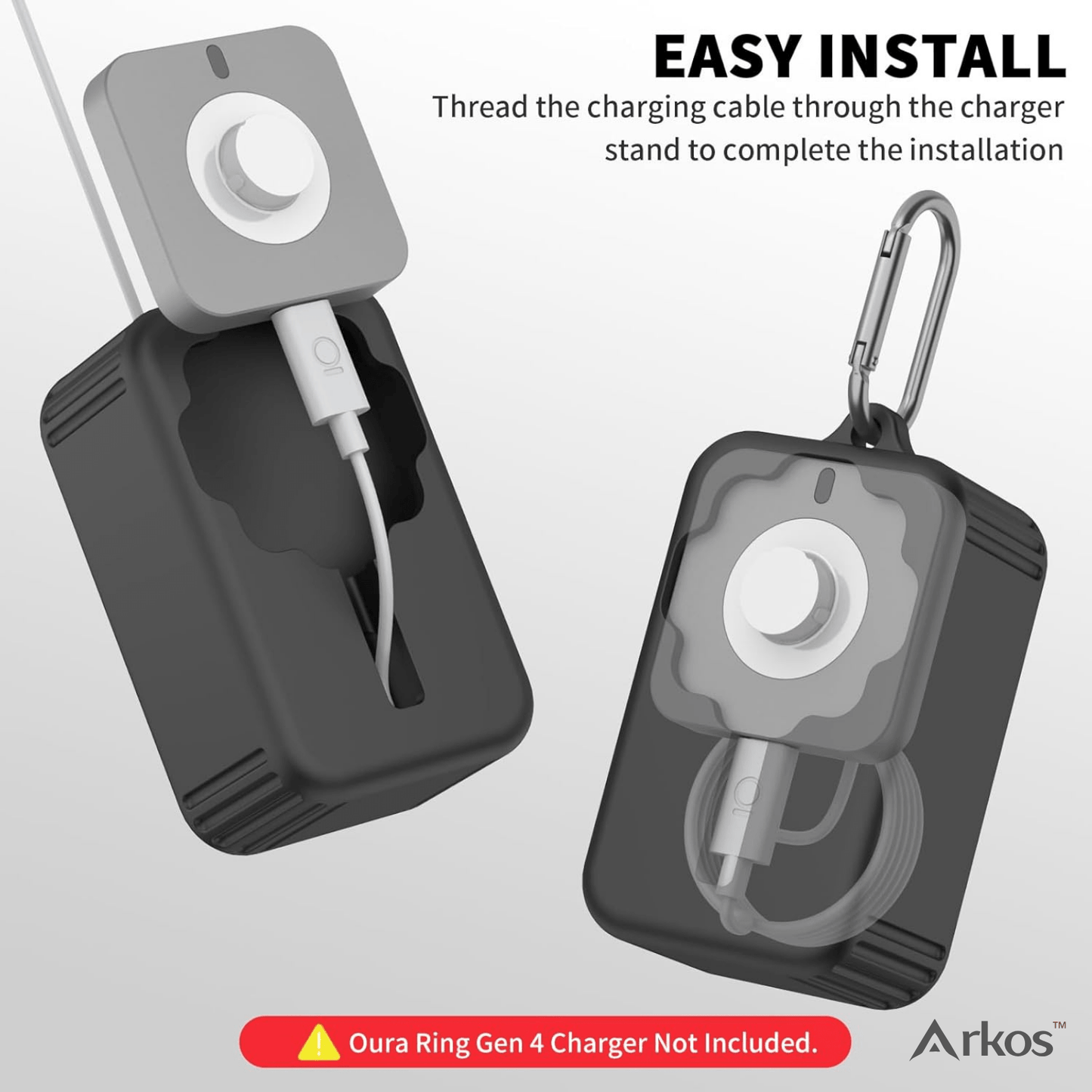 Arkos™ TravelGuard – Charger Case for Oura Ring Gen 4 - Yviora