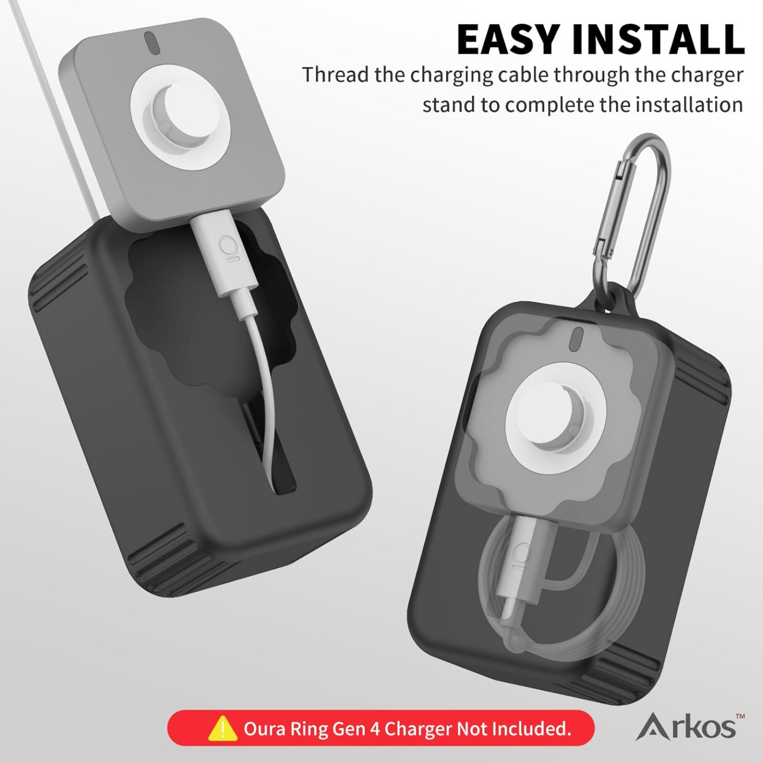 Arkos™ TravelGuard – Charger Case for Oura Ring Gen 4 - Yviora