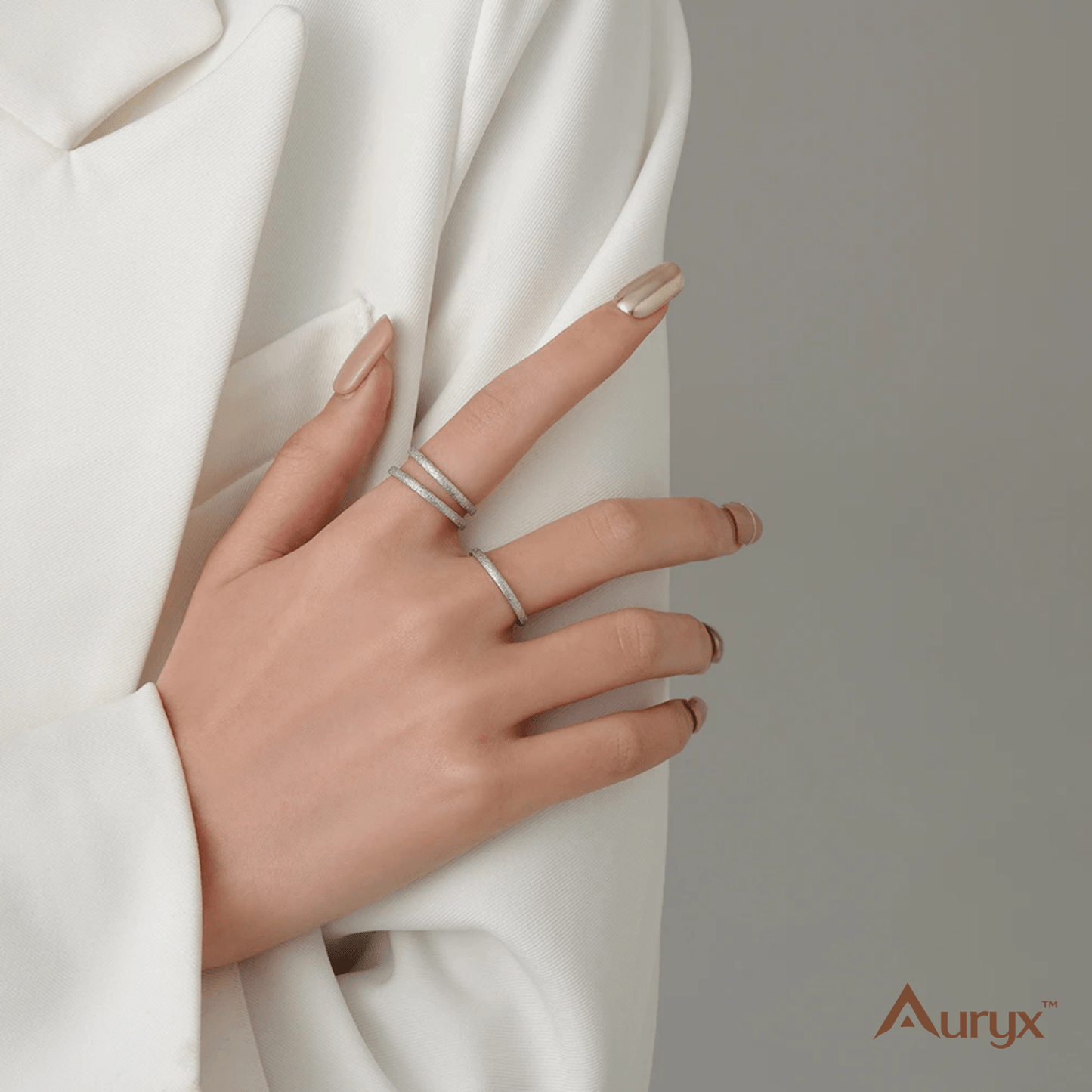 Auryx™ 2mm Pearl Matte Titanium Stacking Ring - Yviora