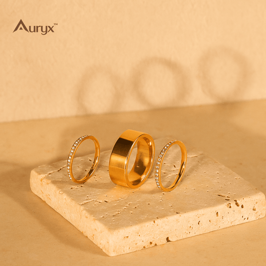 Auryx™ Gold - Plated Titanium Steel Wide Ring (Multiple Sizes) - Yviora